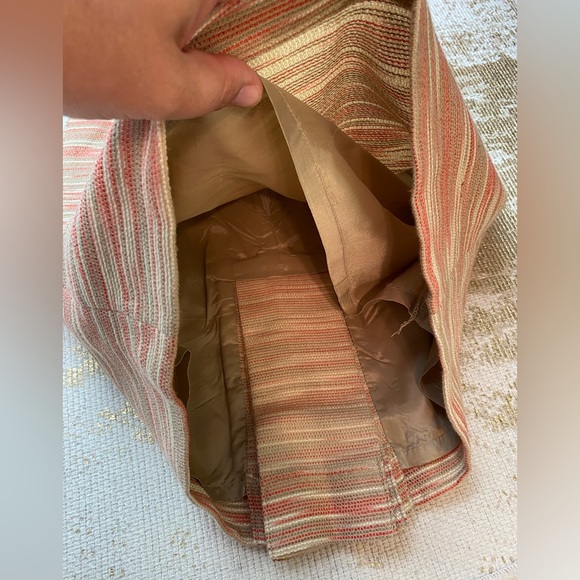 ANTONIO MELANI Beige & Coral Tweed Skirt Statement Fan Back | Size 2 - Picture 10 of 12